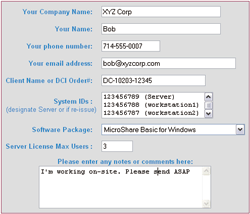 Please fill out the form below according to this example